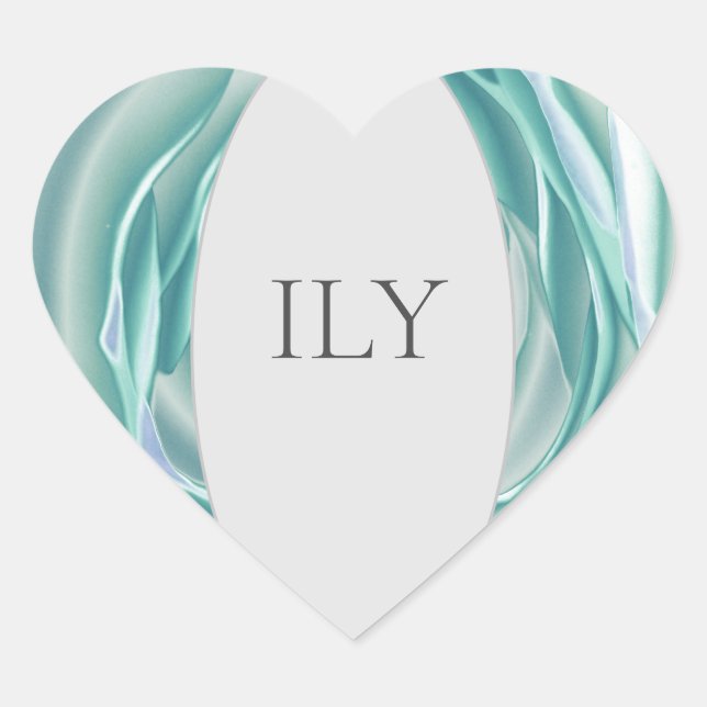 Customisable "ILY" Heart Sticker - Elegant Mint Gr (Front)