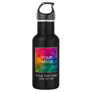 Customisable Image And Text Template Black 532 Ml Water Bottle