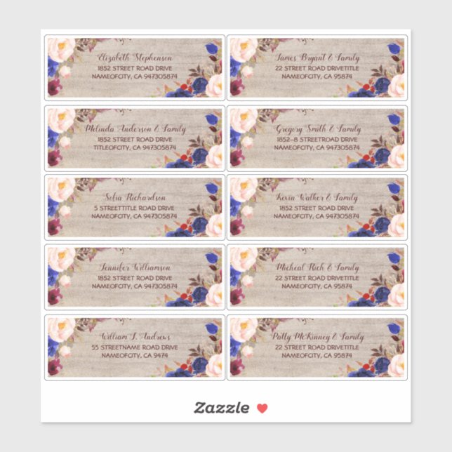 Customisable Individual Guest Names Address Labels (Sheet)