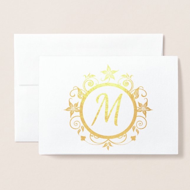 Customisable Initial Personal Stationery Foil Card (Front With Envelope)