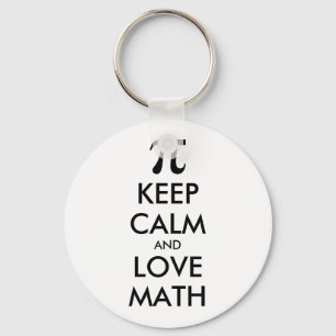 Customisable Internet meme KEEP CALM and LOVE MATH Key Ring
