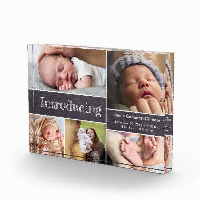 Customisable Introducing Baby Photo Collage Chalk (Right)