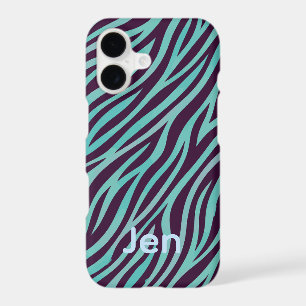 customisable iphone case zebra stripes blue purple