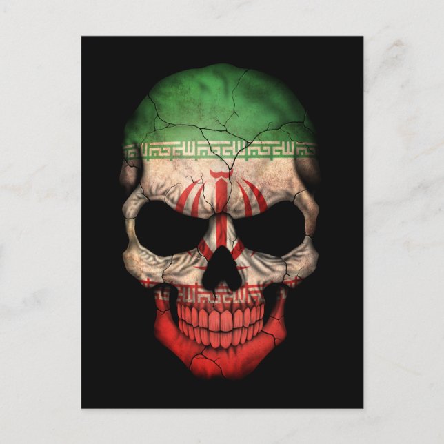 Customisable Iranian Flag Skull Postcard (Front)