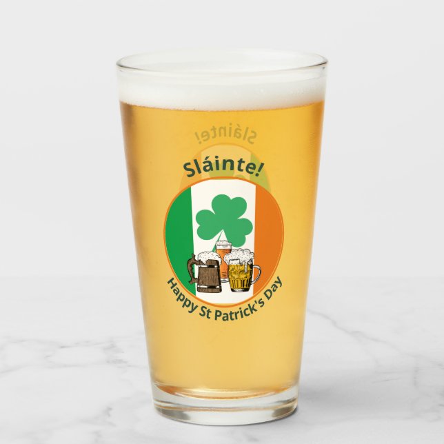 Customisable Irish Flag St Patricks Day Glass (Front Filled)