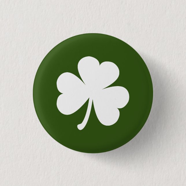 Customisable Irish Shamrock Button | Dark Green (Front)