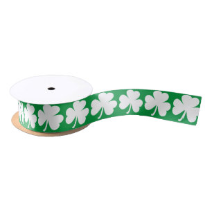 Customisable Irish Shamrock Satin Ribbon