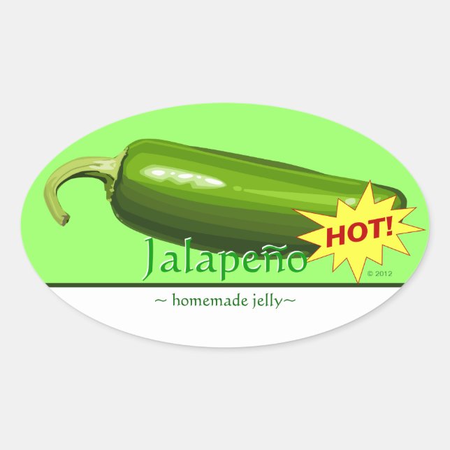 Customisable Jalapeno Pepper Oval Stickers (Front)