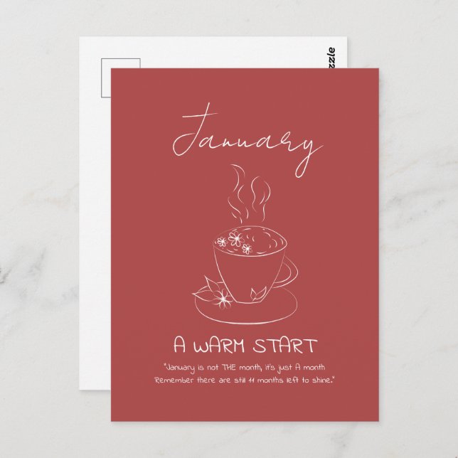 Customisable January Teacup Doodle Positivity  Postcard (Front/Back)
