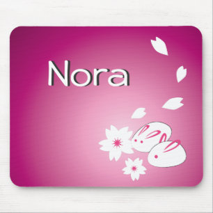 Customisable Japanese Snow Rabbits and Sakura Mouse Pad
