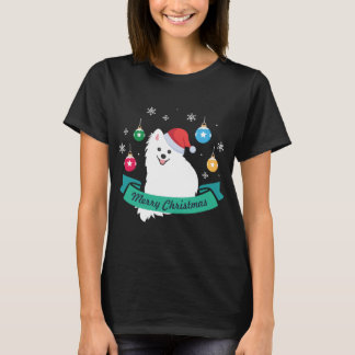 Customisable Japanese Spitz Dog's Merry Christmas T-Shirt