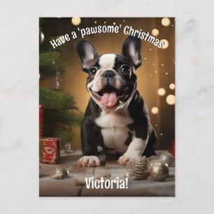 Customisable Jolly Paws & Presents Postcard