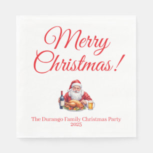 Customisable Jolly Santa Claus Christmas Luncheon Napkin
