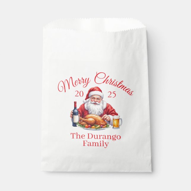 Customisable Jolly Santa Claus Christmas Party  Favour Bag (Front)