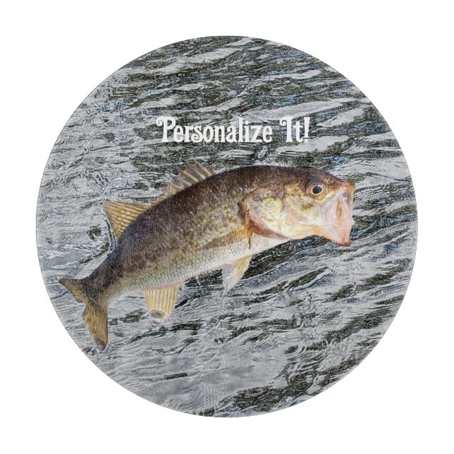 Customisable Jumping Bass Fishing Cutting Board (Front)