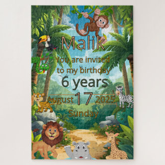 Customisable Jungle party invitation puzzle