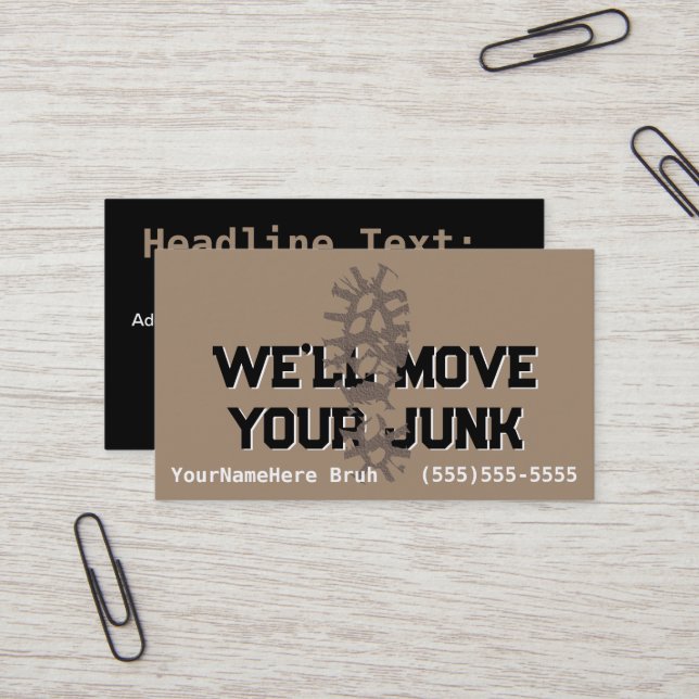 Customisable Junk Hauling Garbage Removal  Business Card (Front/Back In Situ)