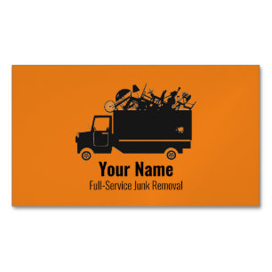 Customisable junk waste removal company orange 	Magnetic business card