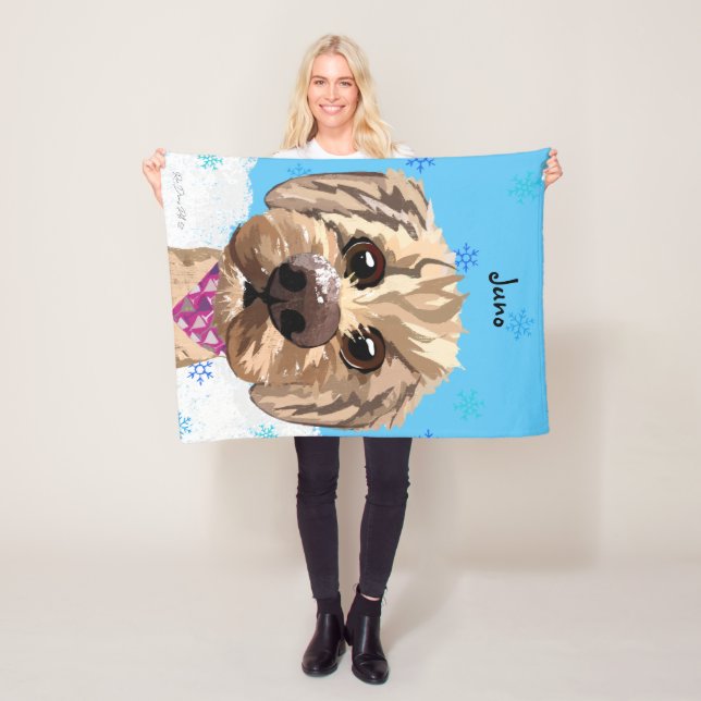 Customisable "Juno" Goldendoodle Pet Photo Blanket (In Situ)