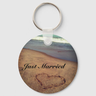 Customisable Just Married Beach Keychain