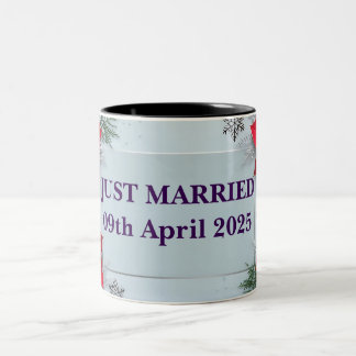 Customisable just married two tone floral mug