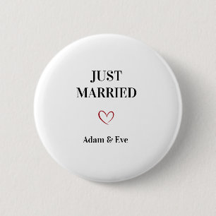 Customisable Just Married Wedding Button