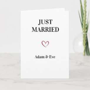 Customisable Just Married Wedding Card