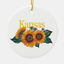 Customisable Kansas Ornament with Sunflower
