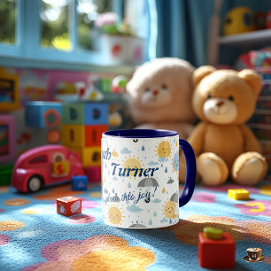 Customisable Kawaii Sun and Rain Mug for Kids