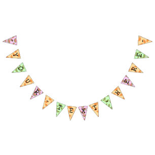 Customisable Kawaii Watercolor Fruit Bunting Flags