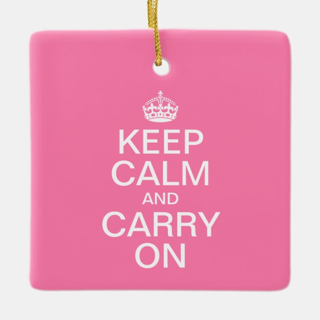 Customisable KEEP CALM and CARRY ON Ceramic Tree Decoration (Front)