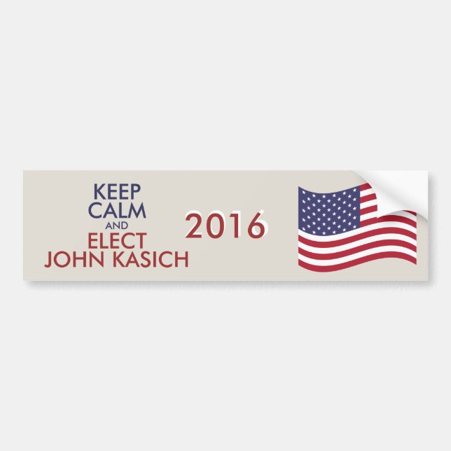 Customisable Keep Calm And Elect JOHN KASICH Bumper Sticker (Front)