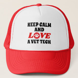 Customisable Keep Calm and Love a Vet Tech Trucker Hat