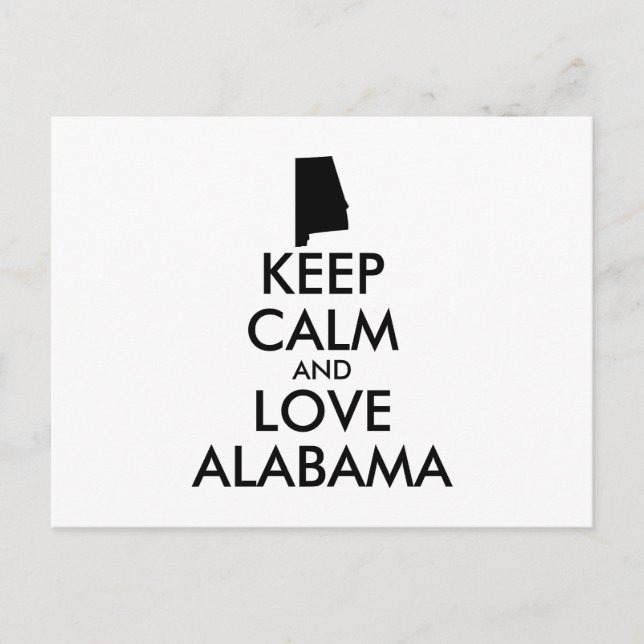 Customisable KEEP CALM and LOVE ALABAMA Postcard (Front)