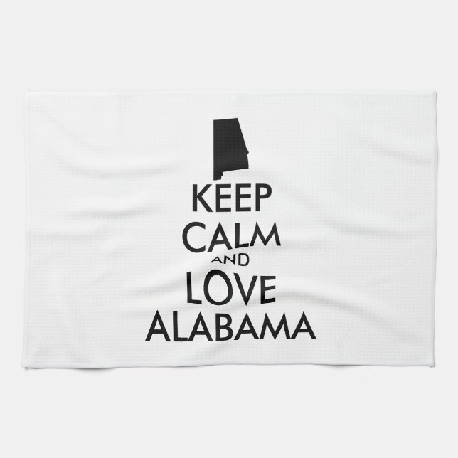 Customisable KEEP CALM and LOVE ALABAMA Tea Towel (Horizontal)