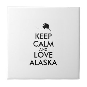 Customisable KEEP CALM and LOVE ALASKA Ceramic Tile