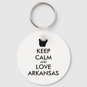 Customisable KEEP CALM and LOVE ARKANSAS Key Ring