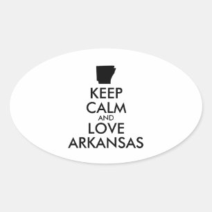 Customisable KEEP CALM and LOVE ARKANSAS Oval Sticker