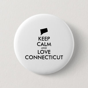 Customisable KEEP CALM and LOVE CONNECTICUT 6 Cm Round Badge
