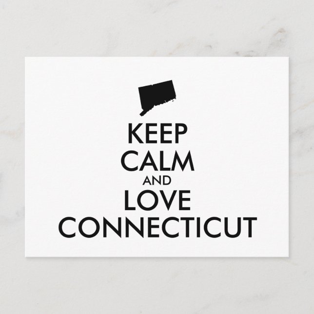 Customisable KEEP CALM and LOVE CONNECTICUT Postcard (Front)