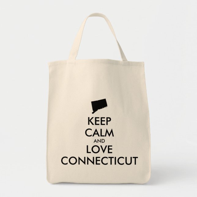 Customisable KEEP CALM and LOVE CONNECTICUT Tote Bag (Front)