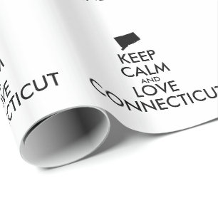 Customisable KEEP CALM and LOVE CONNECTICUT Wrapping Paper