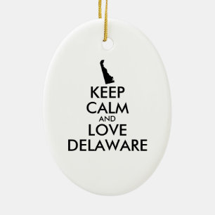 Customisable KEEP CALM and LOVE DELAWARE Ceramic Tree Decoration