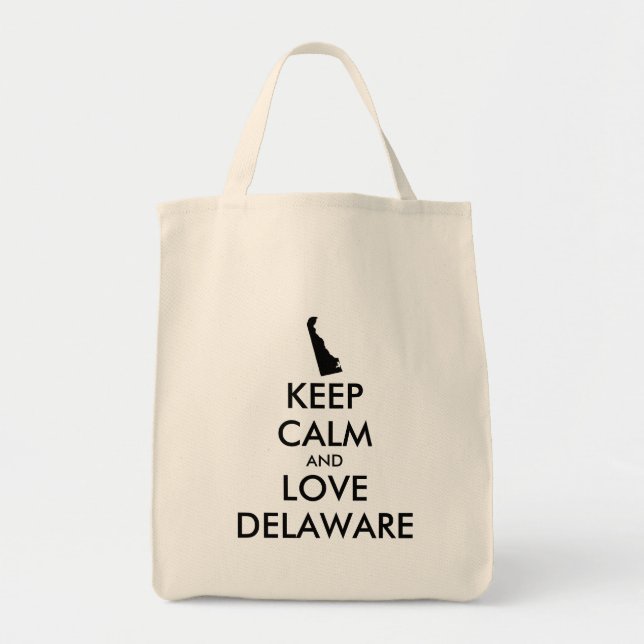 Customisable KEEP CALM and LOVE DELAWARE Tote Bag (Front)