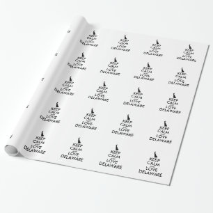 Customisable KEEP CALM and LOVE DELAWARE Wrapping Paper