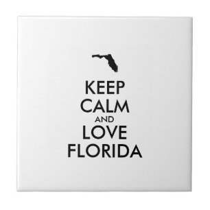 Customisable KEEP CALM and LOVE FLORIDA Ceramic Tile