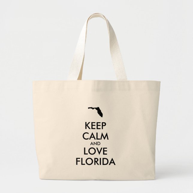 Customisable KEEP CALM and LOVE FLORIDA Large Tote Bag (Front)
