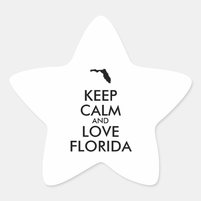 Customisable KEEP CALM and LOVE FLORIDA Star Sticker (Front)