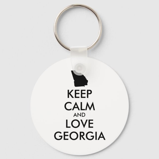 Customisable KEEP CALM and LOVE GEORGIA Key Ring (Front)