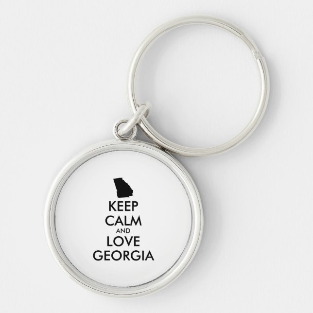 Customisable KEEP CALM and LOVE GEORGIA Key Ring (Front)